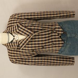 Fabulous 80's Crop Jacket Woven Wool Plaid Short w Big Shoulders Eighties Fun